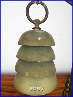 Vintage 1920s Chinese Brass Bell Table Top Four Toned Bee Hive Gong Dragon Decor