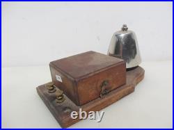 Vintage 1930s Electric Door Bell Railway Butler Bell Brass on Wooden Plinth