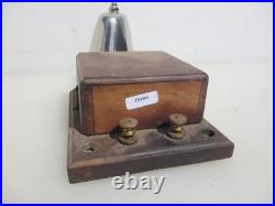 Vintage 1930s Electric Door Bell Railway Butler Bell Brass on Wooden Plinth