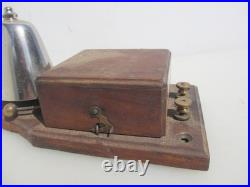 Vintage 1930s Electric Door Bell Railway Butler Bell Brass on Wooden Plinth