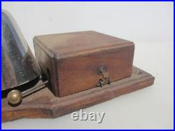 Vintage 1930s Electric Door Bell Railway Butler Bell Brass on Wooden Plinth