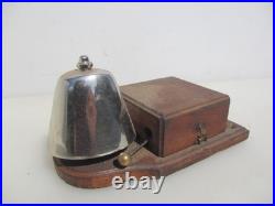 Vintage 1930s Electric Door Bell Railway Butler Bell Brass on Wooden Plinth