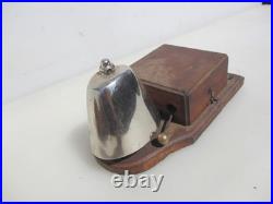 Vintage 1930s Electric Door Bell Railway Butler Bell Brass on Wooden Plinth