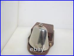 Vintage 1930s Electric Door Bell Railway Butler Bell Brass on Wooden Plinth
