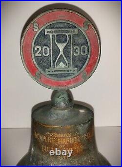 Vintage 1938 Newport Harbor Commemorative Presentation Bronze Bell