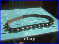 Vintage 20 Brass Horse Drawn Sleigh Bells 63 Leather 1 3/4 Width Band Strap