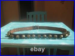 Vintage 20 Brass Horse Drawn Sleigh Bells 63 Leather 1 3/4 Width Band Strap