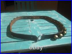 Vintage 20 Brass Horse Drawn Sleigh Bells 63 Leather 1 3/4 Width Band Strap