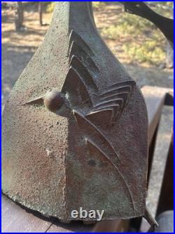 Vintage 28 Paolo Soleri hummingbird Brutalist Cast Bronze Wind Bell Chime bird