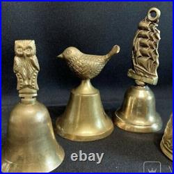 Vintage 4 Bells Collection Germany Bird Ship Brass Collector Decor Rare Old 20th