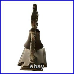 Vintage 6.5 Solid Brass Dragon Koi Fish Ship Desk Mantle Asian Style Bell