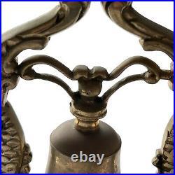 Vintage 6.5 Solid Brass Dragon Koi Fish Ship Desk Mantle Asian Style Bell