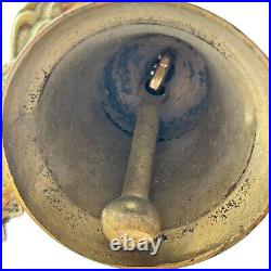 Vintage 6.5 Solid Brass Dragon Koi Fish Ship Desk Mantle Asian Style Bell