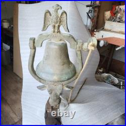 Vintage 6 Rocking Steer Head Brass Patio Garden Farm Dinner Bell Eagle On Top