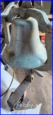 Vintage 6 Rocking Steer Head Brass Patio Garden Farm Dinner Bell Eagle On Top