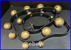 Vintage 6' STRAND OF 15 ANTIQUE Brass PETAL CHRISTMAS GRADUATED SLEIGH BELLS