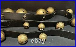 Vintage 6' STRAND OF 15 ANTIQUE Brass PETAL CHRISTMAS GRADUATED SLEIGH BELLS