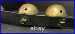 Vintage 6' STRAND OF 15 ANTIQUE Brass PETAL CHRISTMAS GRADUATED SLEIGH BELLS