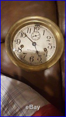 Vintage 7 Seth Thomas Brass Nautical Maritime Ships Bell Clock Navy Deco Ocean