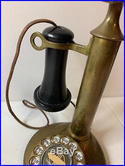 Vintage American Bell Candlestick Phone Brass Antique Ships FREE