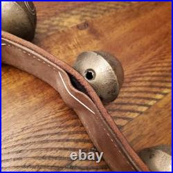 Vintage/Antique 15 Brass Sleigh Bells on a 48 Double Thick Leather Belt/Strap