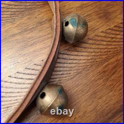Vintage/Antique 15 Brass Sleigh Bells on a 48 Double Thick Leather Belt/Strap