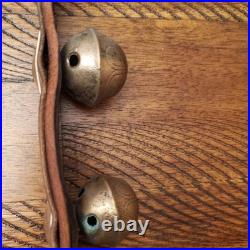 Vintage/Antique 15 Brass Sleigh Bells on a 48 Double Thick Leather Belt/Strap