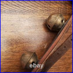 Vintage/Antique 15 Brass Sleigh Bells on a 48 Double Thick Leather Belt/Strap
