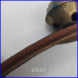 Vintage/Antique 15 Brass Sleigh Bells on a 48 Double Thick Leather Belt/Strap