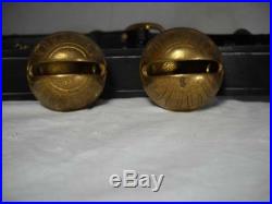 Vintage Antique 23 Brass Embossed Graduated Sleigh Bells on 78 Leather Belt
