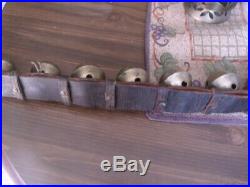 Vintage Antique 24 Brass Sleigh Bells double leather