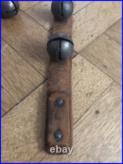 Vintage Antique 30 Brass Horse Sleigh Jingle Bells on 84 Rustic Leather Strap