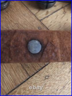 Vintage Antique 30 Brass Horse Sleigh Jingle Bells on 84 Rustic Leather Strap