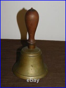 Vintage Antique 9 High Handheld Brass School Teachers Bell