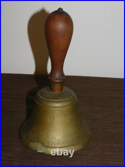 Vintage Antique 9 High Handheld Brass School Teachers Bell