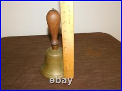 Vintage Antique 9 High Handheld Brass School Teachers Bell