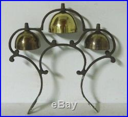 Vintage Antique BRASS Horse Saddle Chimes Harness Sleigh 3 Bells 3 Clangers Each