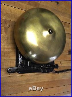 Vintage Antique Brass Boxing Ring Bell Cast Iron Base