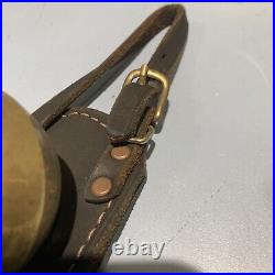 Vintage Antique Brass Graduated Sleaigh Bells On Leather
