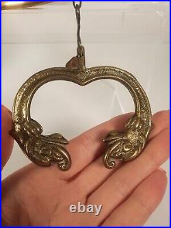 Vintage Antique Brass Monastery Church Bell Hanging Wall Mount Pull Chain Latin
