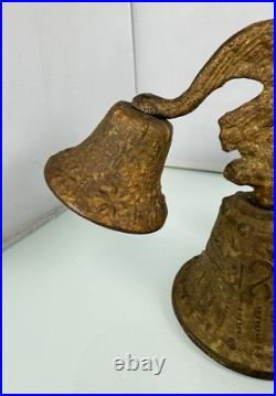 Vintage Antique Bronze Wing Spread Eagle 1811 Bird Triple Bell Working Bells Vintage Antique Bronze Wing Spread Eagle 1811 Bird Triple Bell Working Bells