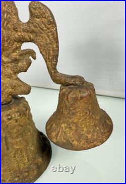 Vintage Antique Bronze Wing Spread Eagle 1811 Bird Triple Bell Working Bells
