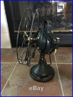 Vintage / Antique GE 12 Brass Blade, Brass Bell Fan
