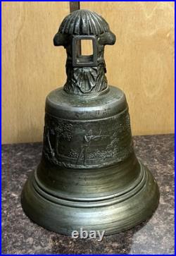 Vintage Antique Ornate Cast Bell Hunting Dog Gun Tree Bronze Heavy 5 lb 10oz