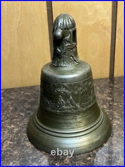 Vintage Antique Ornate Cast Bell Hunting Dog Gun Tree Bronze Heavy 5 lb 10oz