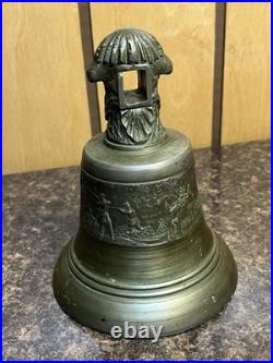 Vintage Antique Ornate Cast Bell Hunting Dog Gun Tree Bronze Heavy 5 lb 10oz