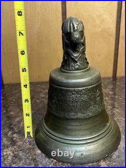 Vintage Antique Ornate Cast Bell Hunting Dog Gun Tree Bronze Heavy 5 lb 10oz