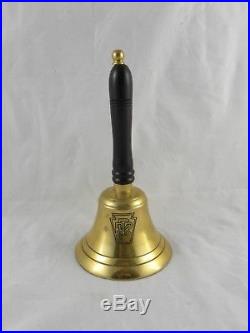 Vintage Antique PRR Pennsylvania Railroad Brass Conductors Bell with Wooden Handle