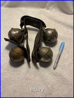 Vintage Antique Sleigh Bells with Leather