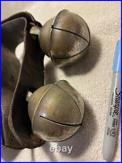 Vintage Antique Sleigh Bells with Leather